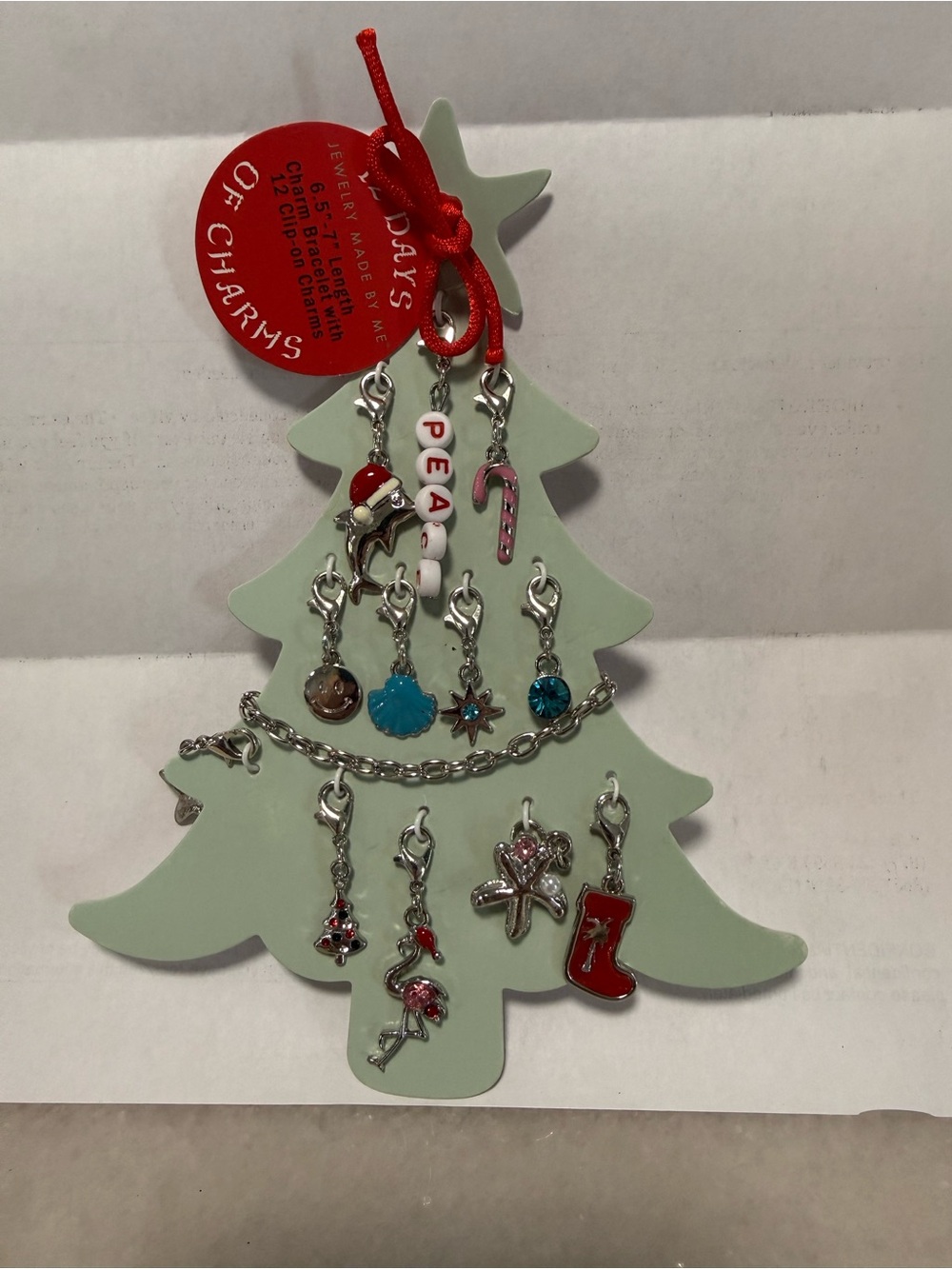 Holiday Charm Key & Card Holder Necklace - Red Accents